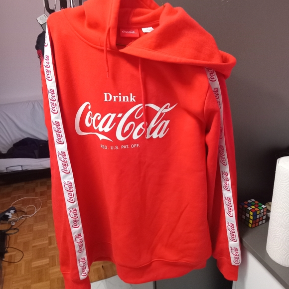 Mens Coca Cola Hooded Sweater L - Picture 1 of 3